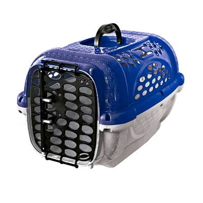 Caixa de Transporte Panther Pop Plast Pet Azul para Cães e Gatos Tam 2