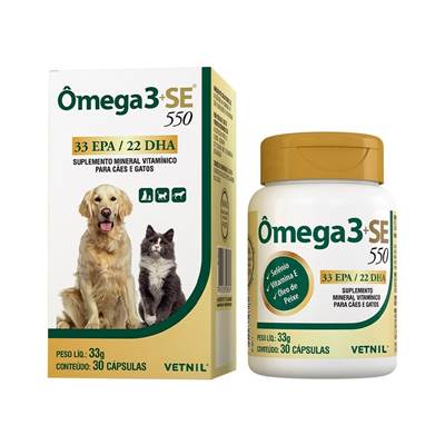 Suplemento Vetnil Ômega 3 SE 550 para Cães e Gatos 30 cápsulas