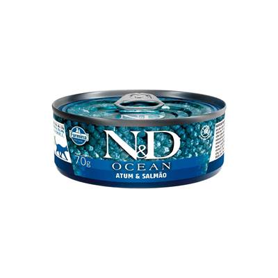 Ração Úmida Farmina N&D Ocean para Gatos Adultos sabor Atum e Salmão 70g