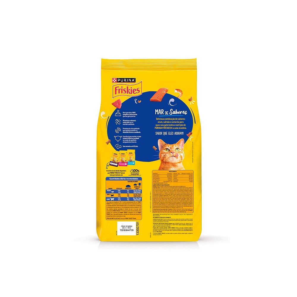 Ração Friskies Mar de sabores para Gatos Adultos sabor Atum, Salmão e Camarão