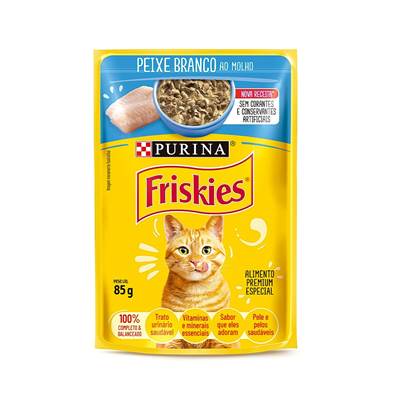 Ração Friskies Sachê para Gatos Adultos sabor Peixe Branco ao Molho 85g