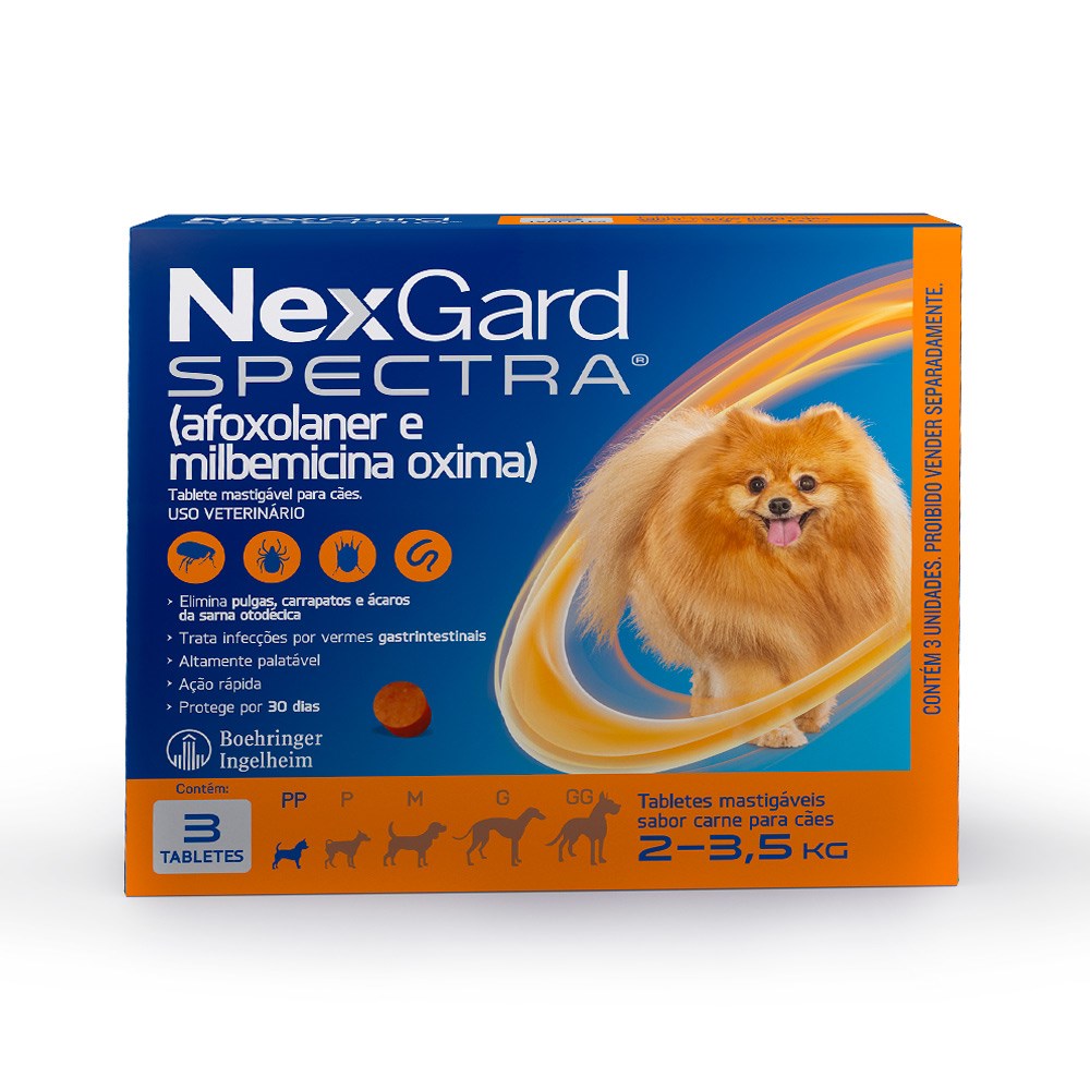 Antipulgas e Carrapatos NexGard Spectra  para Cães de 2kg a 3,5kg