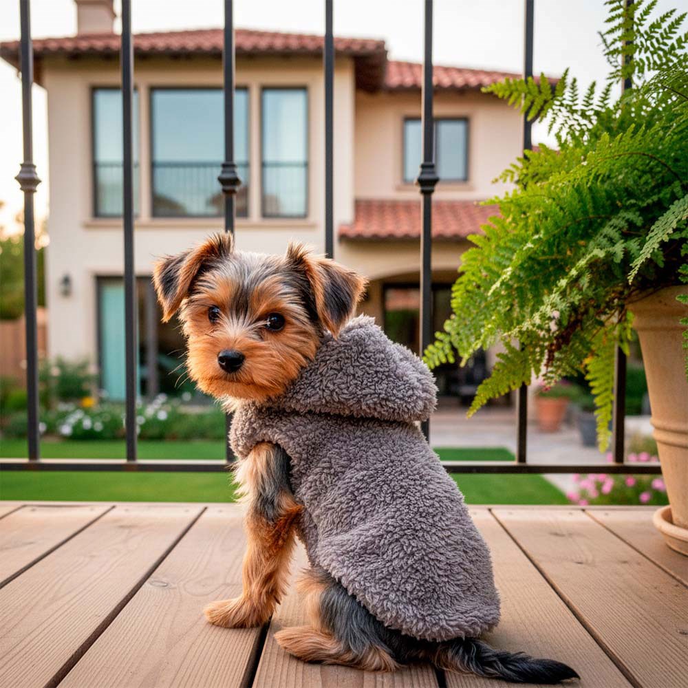 Blusa com Capuz Fábrica Pet Peludinha Cinza para Cães e Gatos