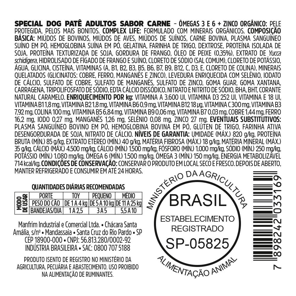 Special Dog Ultralife Patê Carne para Cães Adultos