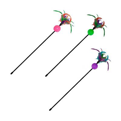 Brinquedo Napi Vara Bola e Penas para Gatos - Cores Sortidas U
