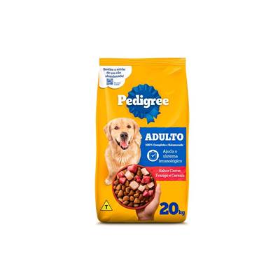 Ração Pedigree para Cães Adultos de Raças Médias e Grandes sabor Frango e Cereais 20kg