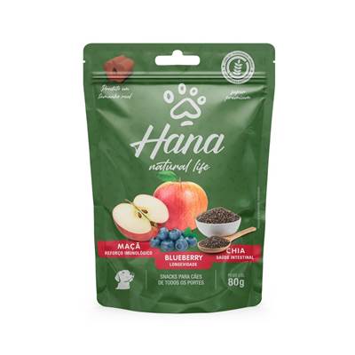 Snack Hana Natural Life Maçã, Blueberry e Chia para Cães
