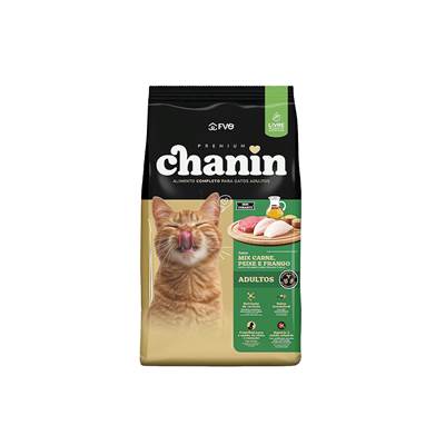 Ração Chanin sem Corantes para Gatos Adultos sabor Mix Carne, Peixe e Frango 1kg