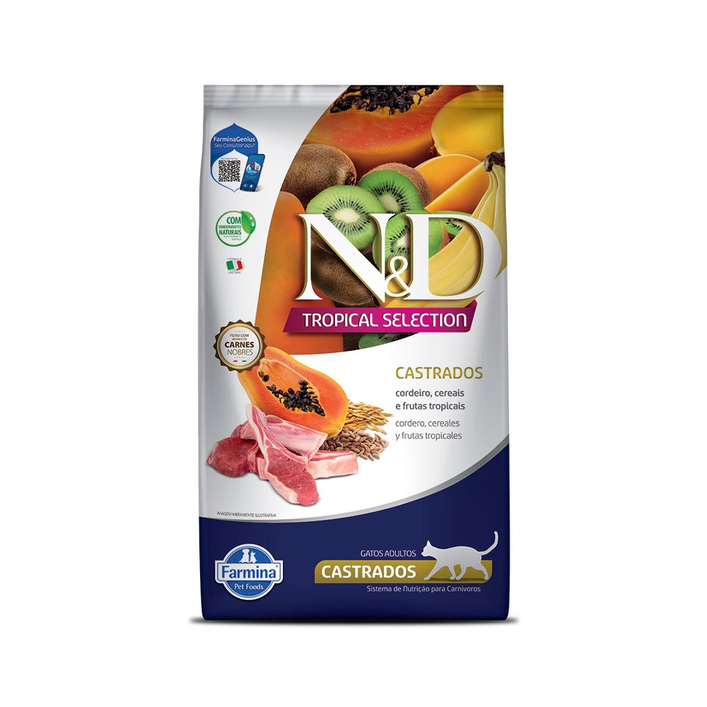 Ração Farmina N&D Tropical Selection para Gatos Adultos Castrados Sabor Cordeiro, Cereais e Frutas Tropicais