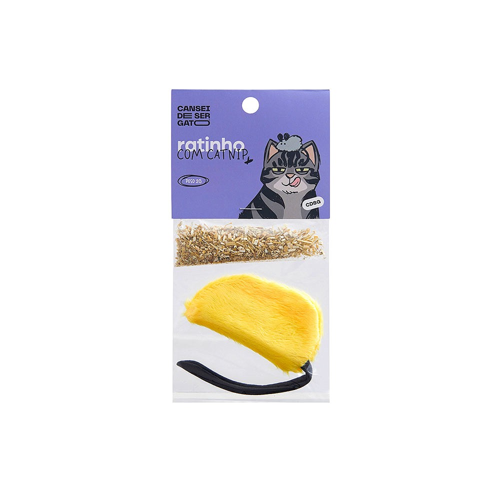 Brinquedo Cansei de Ser Gato Ratinho com Catnip Amarelo