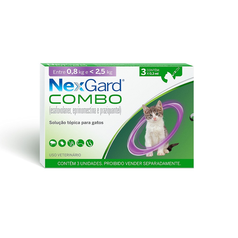 Antipulgas Nexgard Combo para Gatos - de 0,8kg até 2,5kg 
