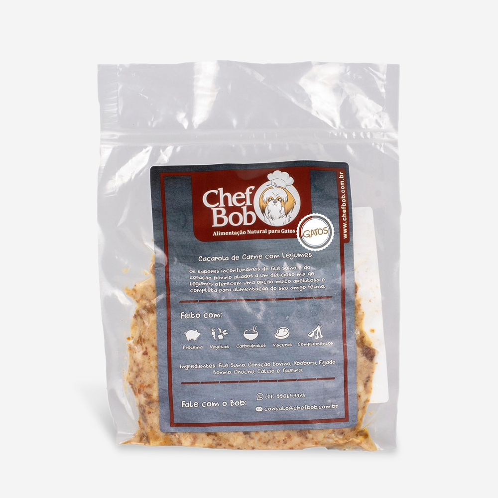 Alimento Natural Chef Bob Caçarola de Carne com Legumes para Gatos