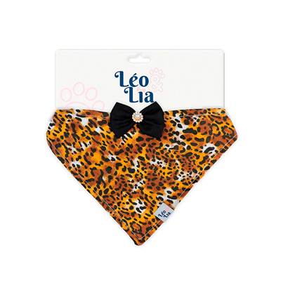 Bandana Leo e Lia Marrom Onça para Cães e Gatos P
