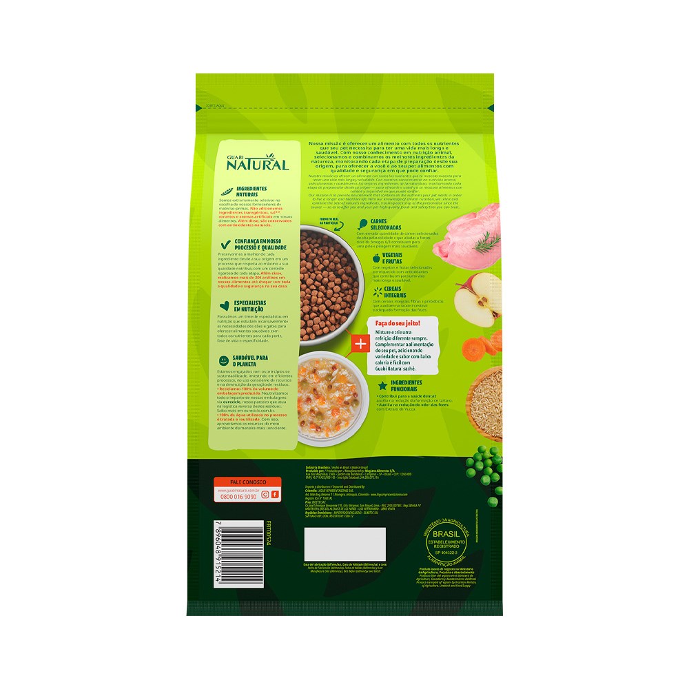 Ração Guabi Natural para Cães Adultos Raças Pequenas sabor Frango e Arroz 
