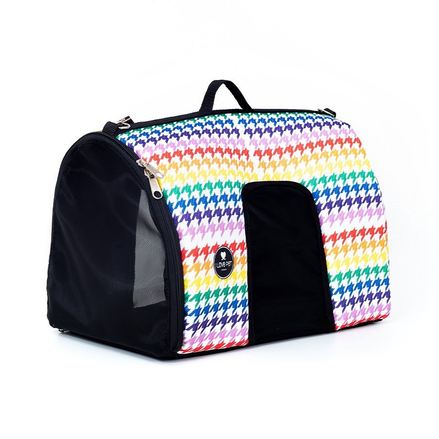 Bolsa de Transporte I Love Pet Pied de Poule Arco-Íris para Cães e Gatos