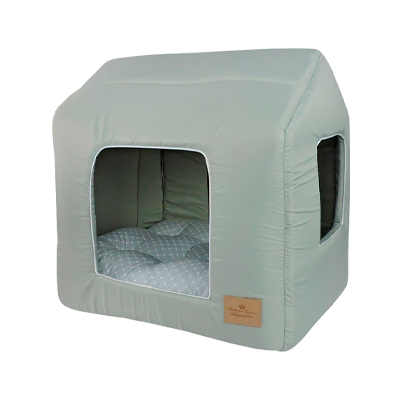 Cama Casinha Bonito pra Cachorro Geo Cinza P