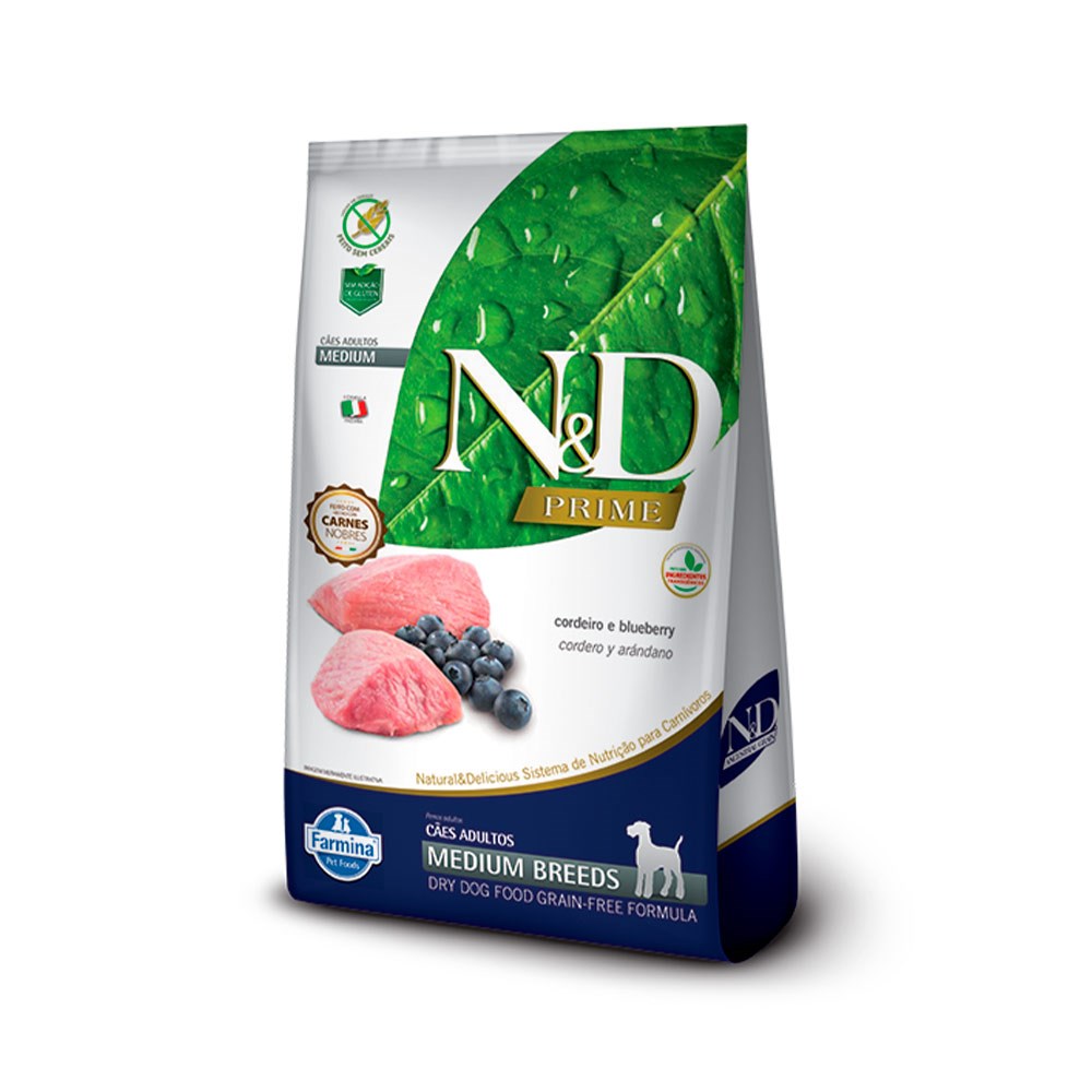Ração N&D Prime para Cães Adultos de Médio Porte sabor Cordeiro & Blueberry