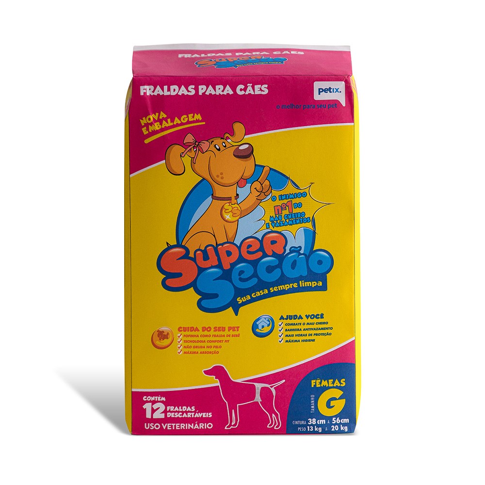 Fralda Descartável Super Secão para Fêmeas