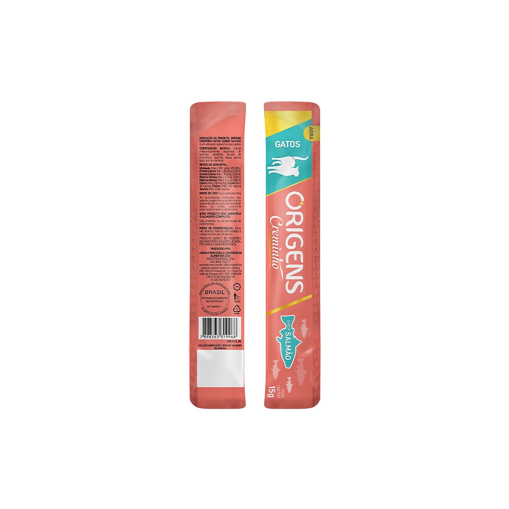 Snack Origens Creminho Sabor Salmão para Gatos