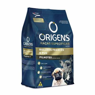 Ração Origens Raças Especificas para Cães Filhotes Raças Bulldog Francês e Pug 10,1kg