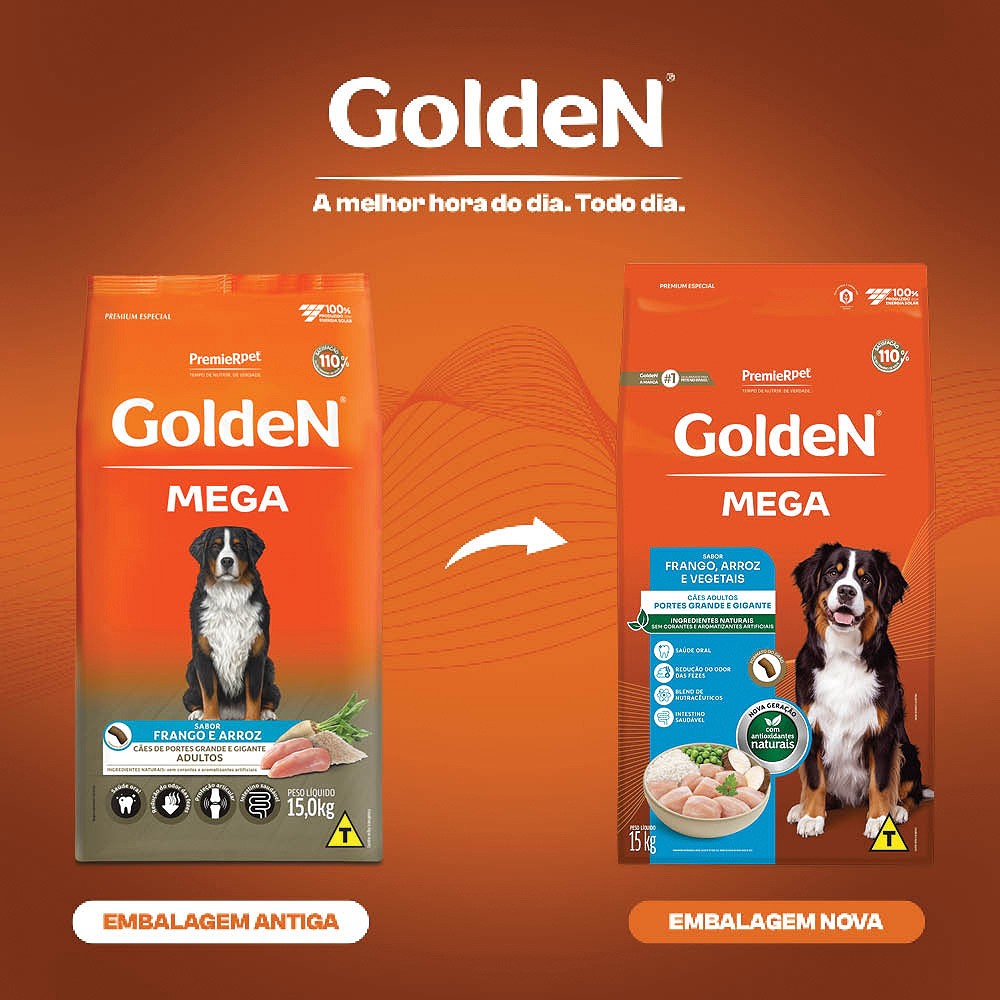 Ração Golden Mega para Cães Adultos de Raças Grandes Sabor Frango e Arroz