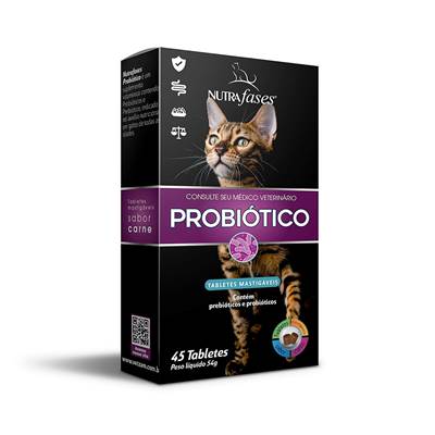 Suplemento Alimentar Nutrafases Probiótico para Gatos 45 tabletes