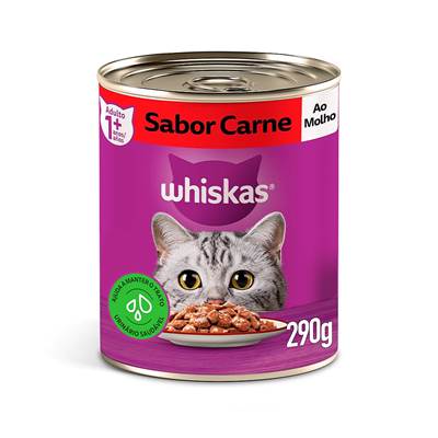 Ração Úmida Whiskas para Gatos Adultos Sabor Carne ao Molho 290g