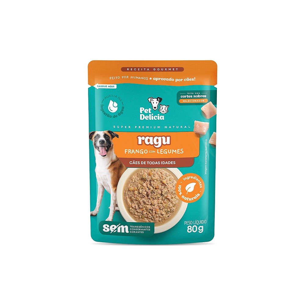 Sachê Natural Pet Delícia Ragu de Frango com Legumes para Cães