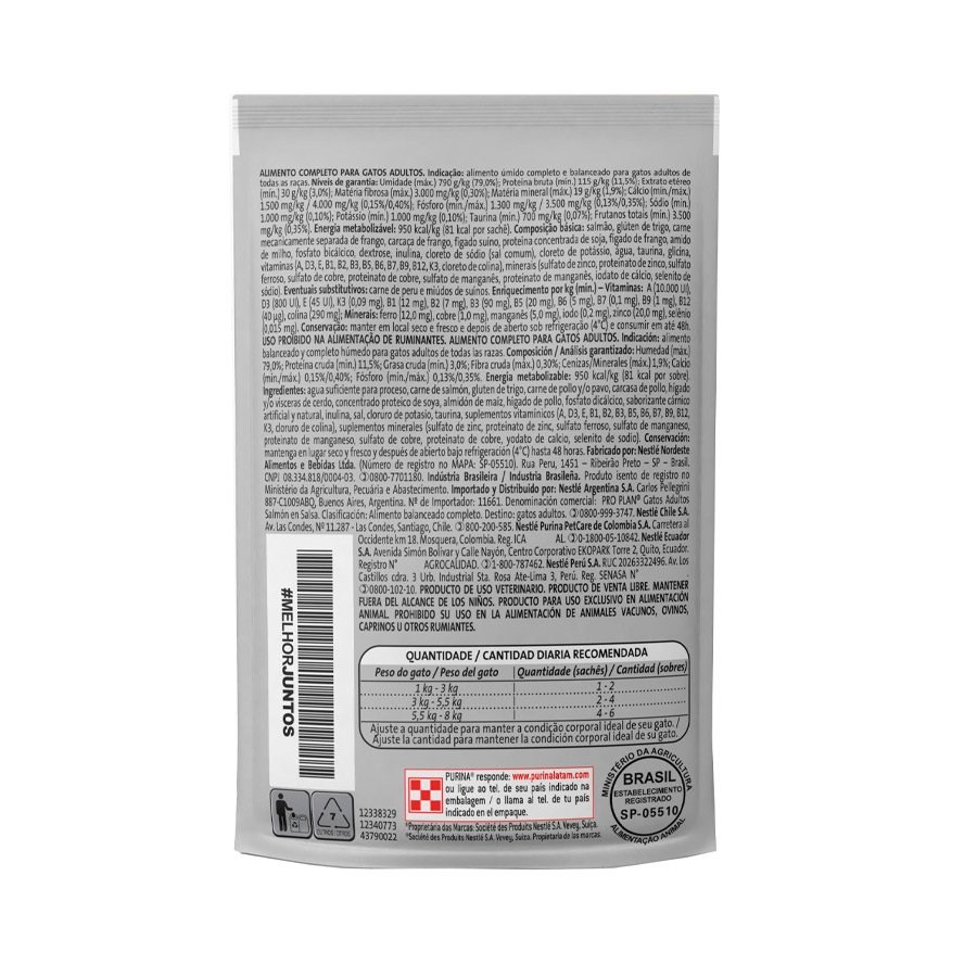 Ração Pro Plan Sachê Adult para Gatos Adultos sabor Salmão ao Molho