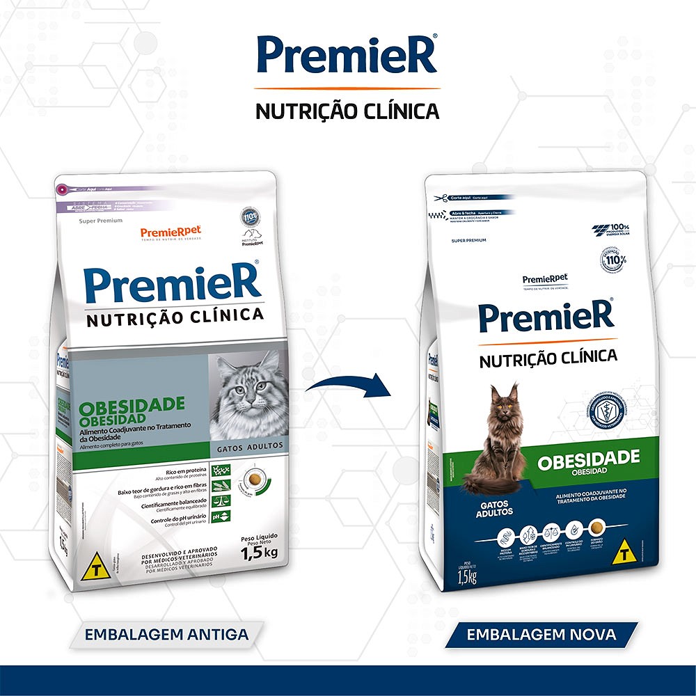 Ração Premier Nutrição Clínica Obesidade para Gatos