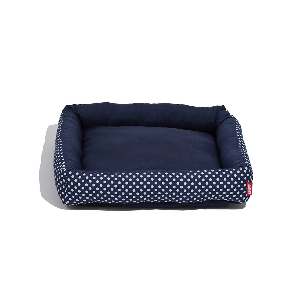 Cama Spike Quadrada Polka Azul para Cães e Gatos