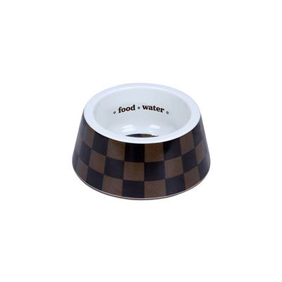 Comedouro Jambo Pet Xadrez Chique Marrom para Cães e Gatos M