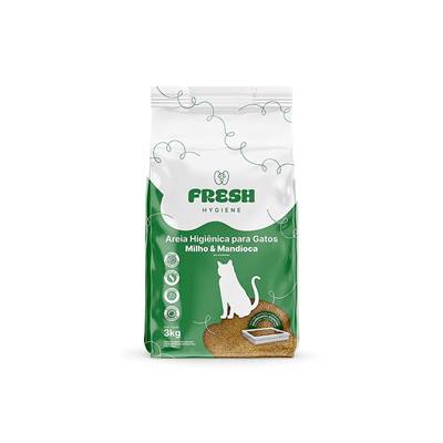 Areia Higiênica Fresh Milho e Mandioca para Gatos 3kg