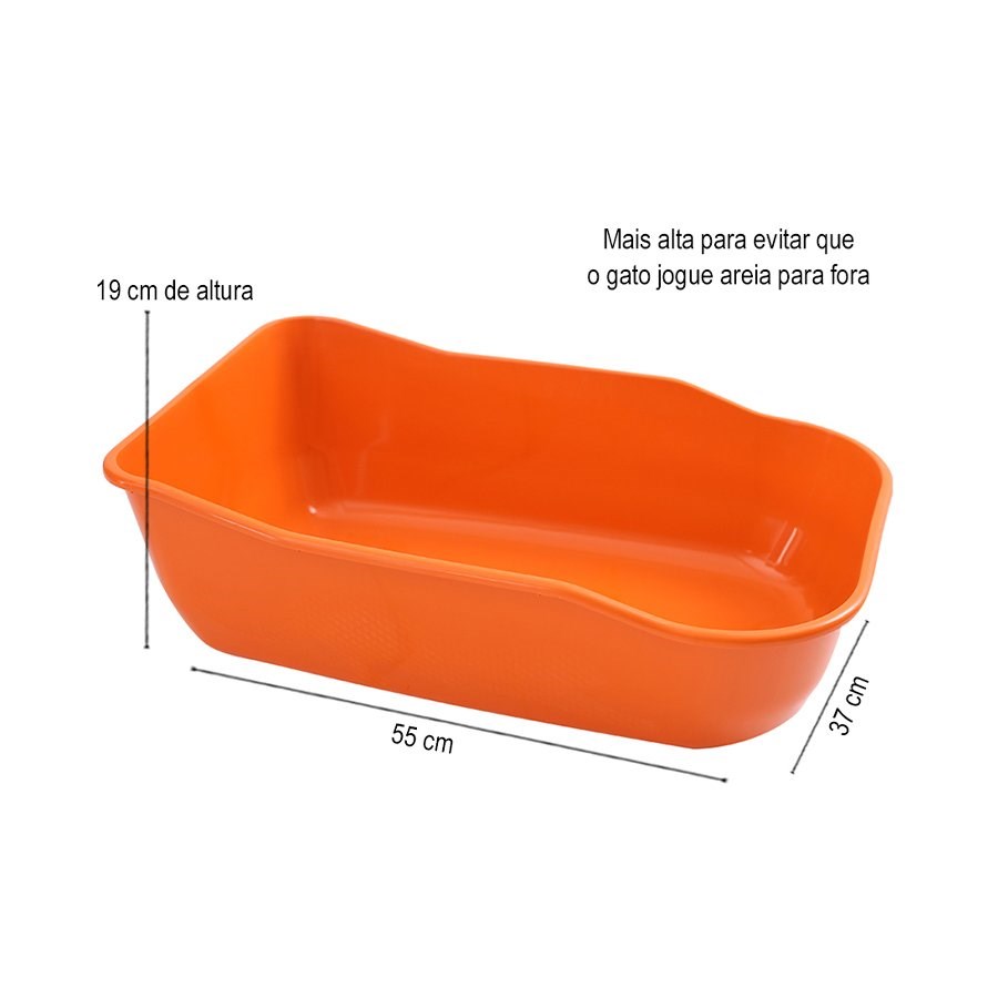 Bandeja Higiênica DuraPets Luxo Laranja para Gatos