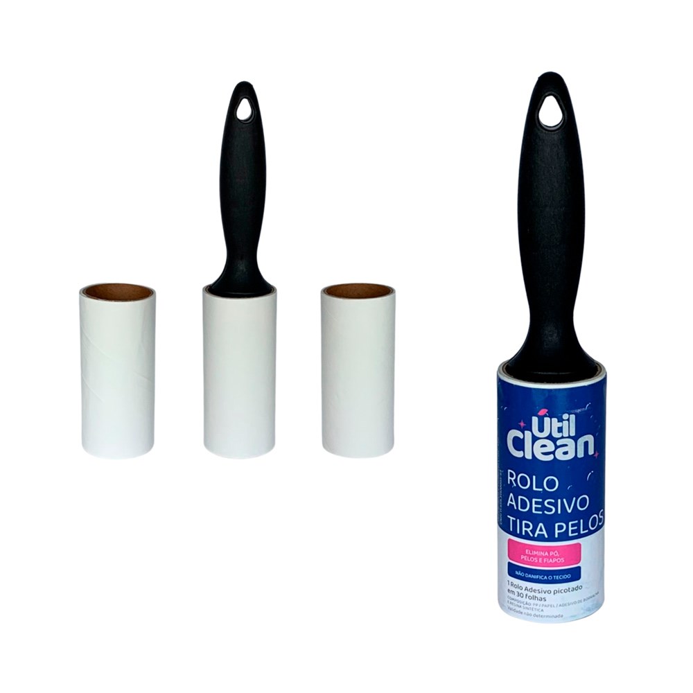Kit Rolo Adesivo Tira Pelos Útil 30 Folhas