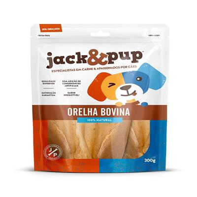 Petisco Jack&Pup Orelha Bovina para Cães de Porte Grande