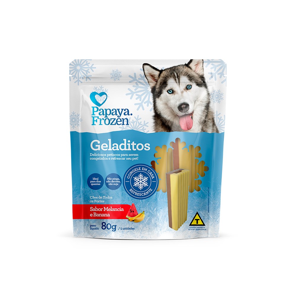 Snack Papaya Frozen Geladitos Sabor Melancia e Banana para Cães