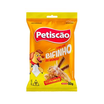 Snack Petiscão Bifinho Palito Frango para Cães 60g
