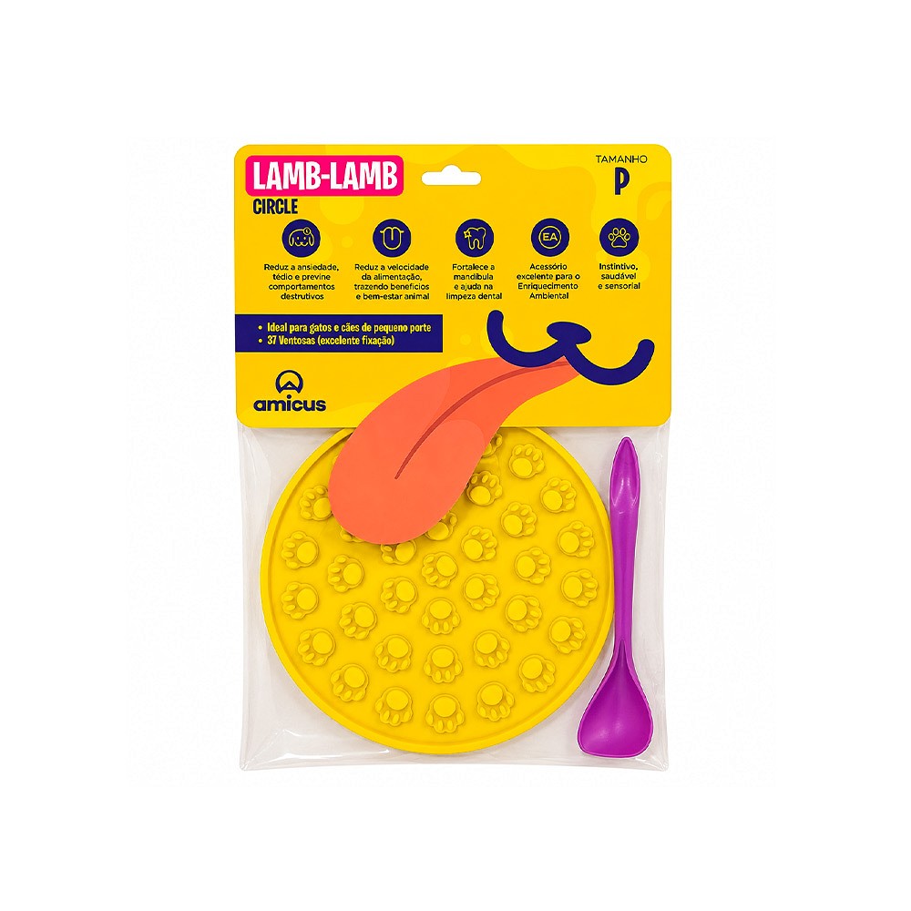 Brinquedo e Comedouro Amicus Lamb Lamb Circulo Amarelo para Cães e Gatos