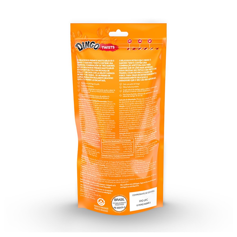 Petisco Dingo Twists 3 Sabores para Cães