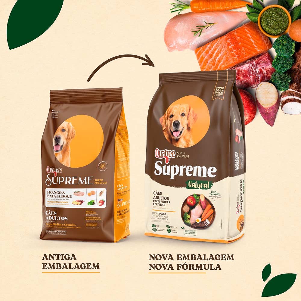 Ração Quatree Supreme para Cães Adultos Raças Médias e Grandes Sabor Frango e Batata Doce