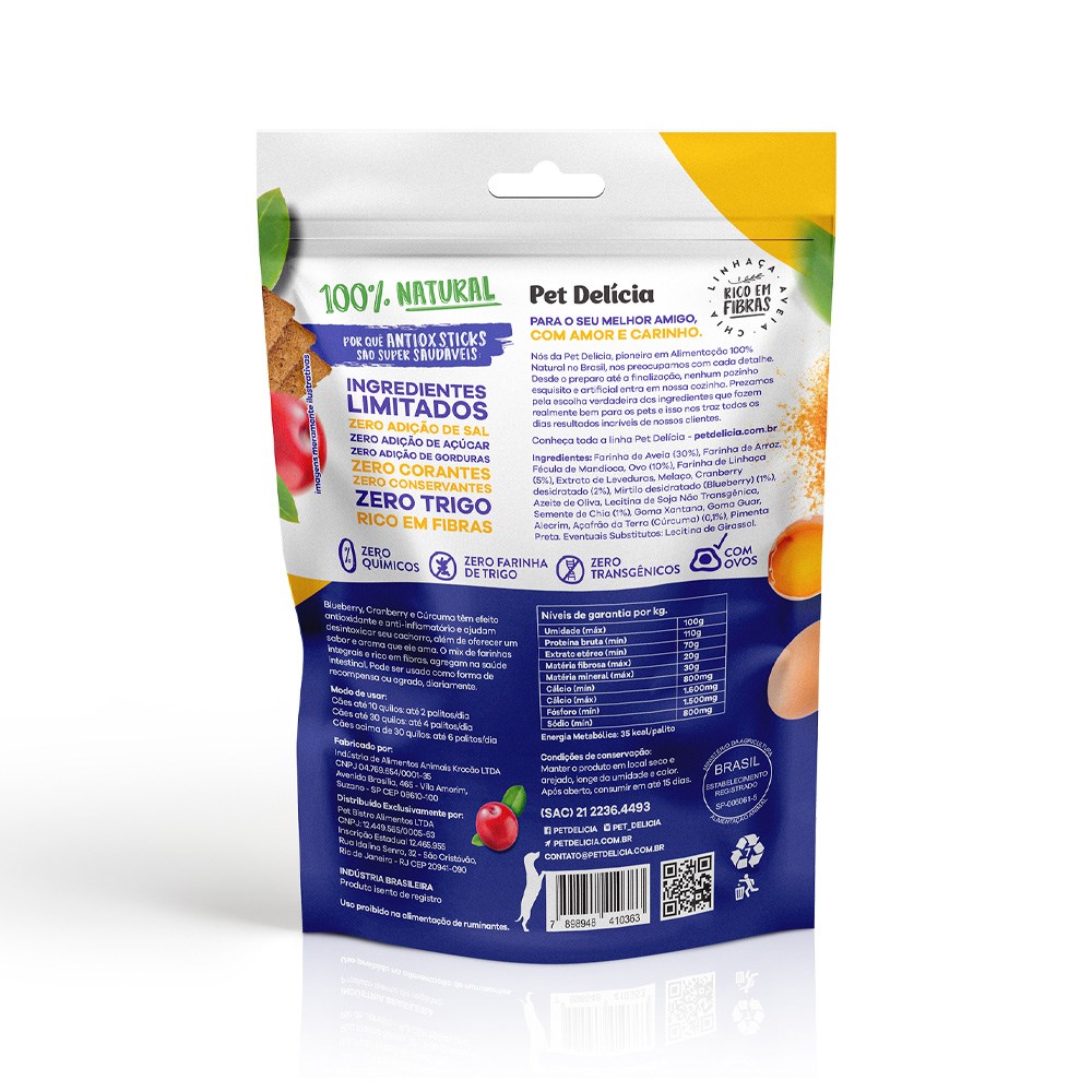 Petisco Pet Delícia Antiox Sticks