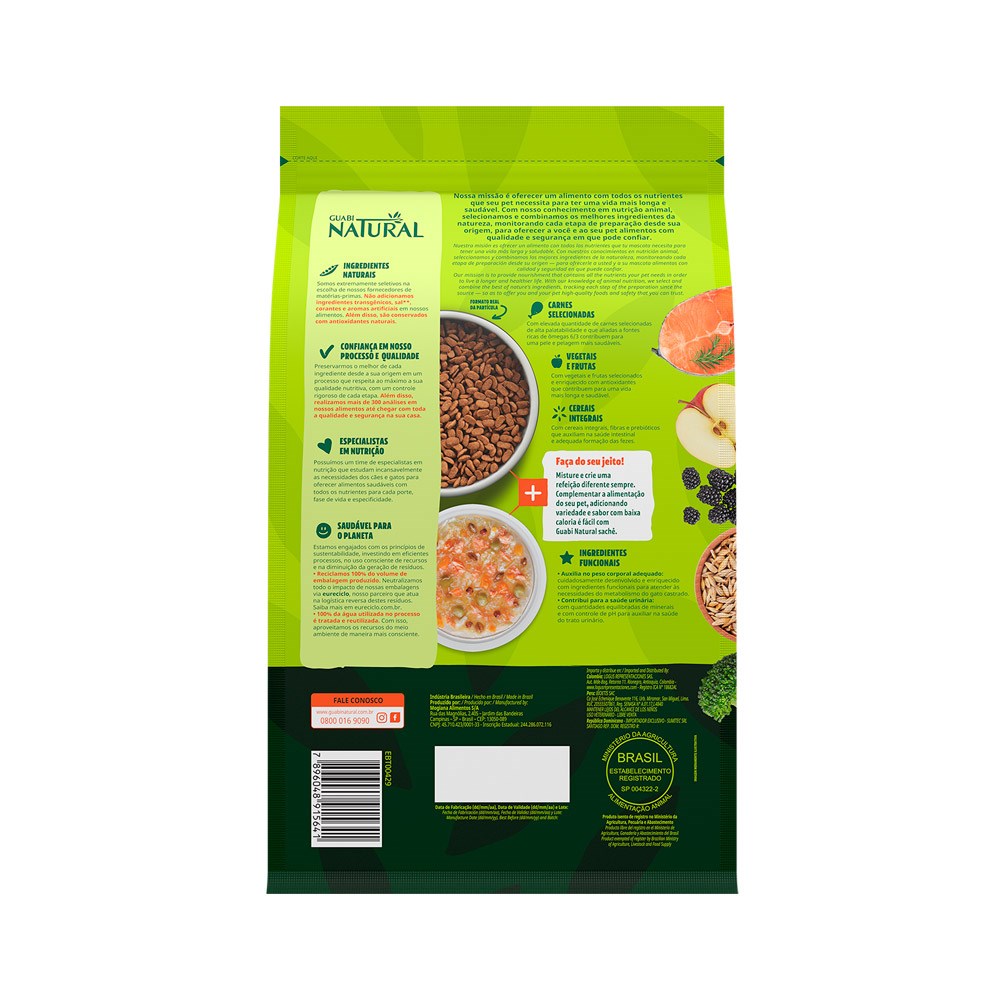 Ração Guabi Natural para Gatos Adultos Castrados sabor Salmão & Cevada