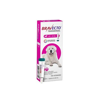 Antipulgas e Carrapatos Bravecto Transdermal para Cães de 40kg a 56kg - 1400mg 1 pipeta