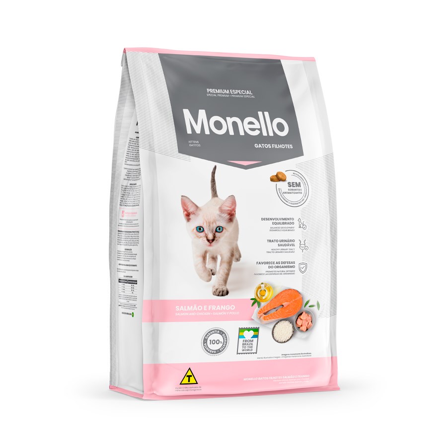 Ração Monello para Gatos Filhotes Sabor Salmão e Frango