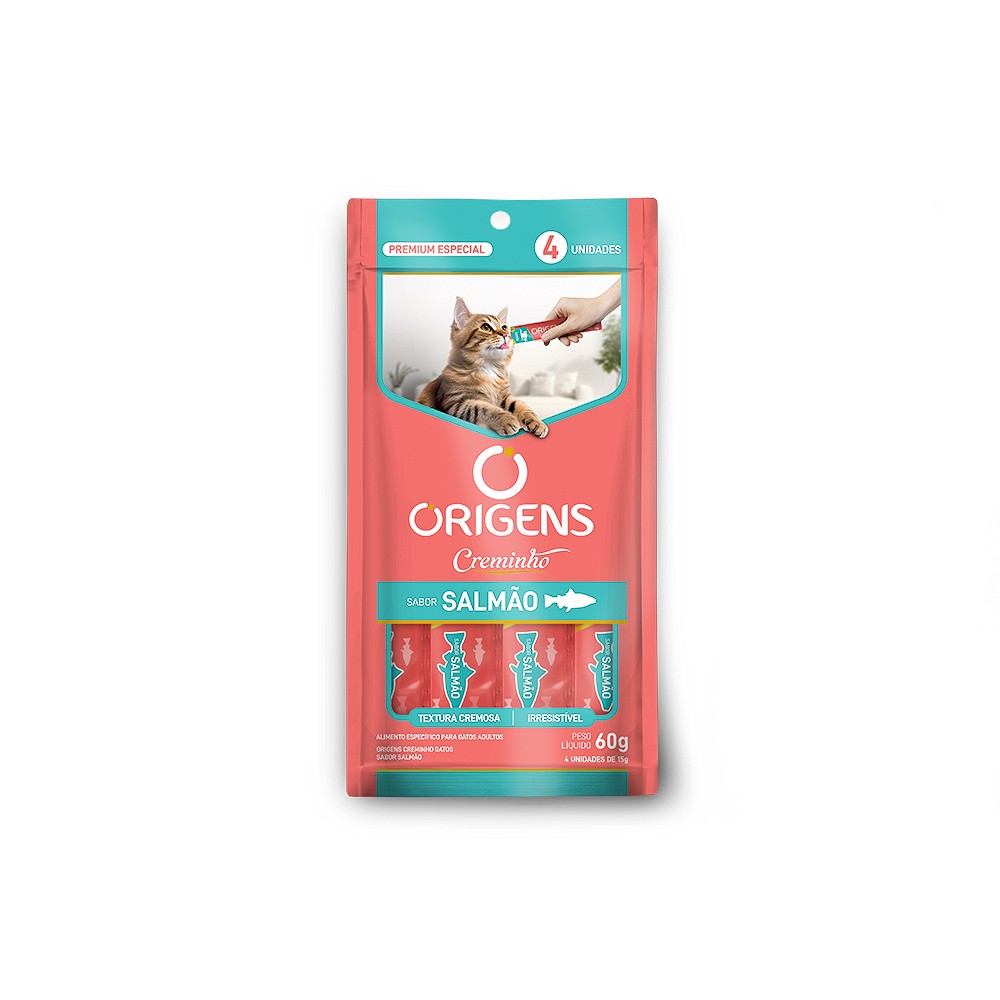 Snack Origens Creminho Sabor Salmão para Gatos