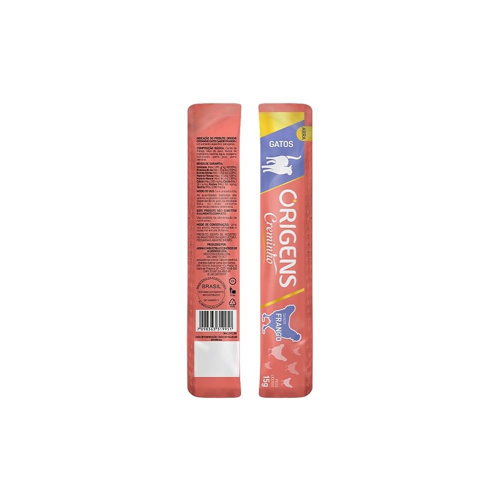 Snack Origens Creminho Sabor Frango para Gatos
