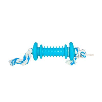 Brinquedo Furacão Pet Halteres de Borracha e Corda Maciça Azul para Cães U