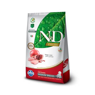 Ração N&D Prime para Cães Filhotes de Raças Médias Frango e Romã 10,1kg