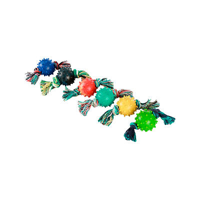 Brinquedo Art Injet Bola Borracha Injetada 55mm com Corda e Cravo para Cães 55mm